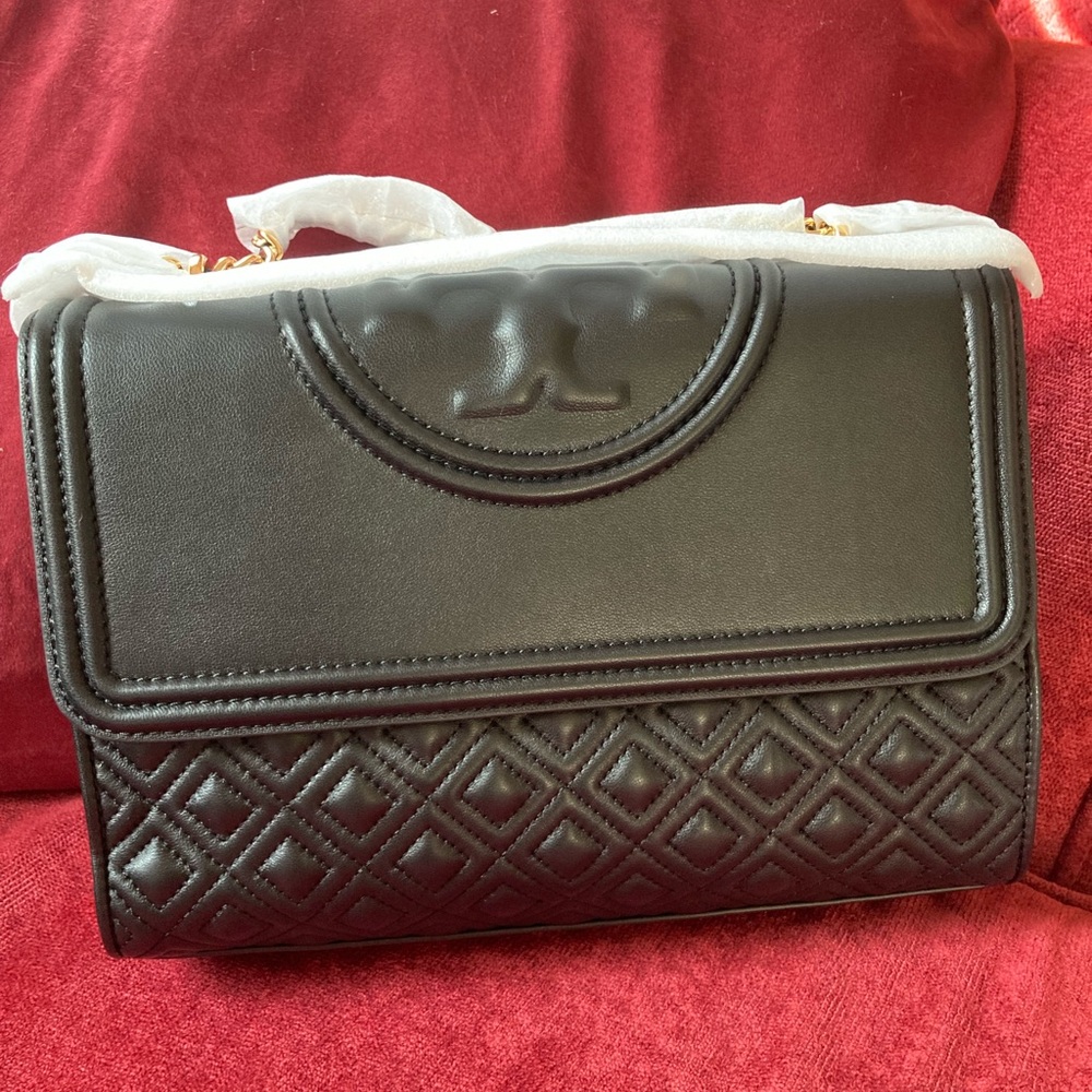 TORY BURCH Fleming Matte Black Convertible Shoulder Bag/Crossbody!